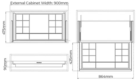 Higold B Series Pull Out Wardrobe Storage Tray Fits 900mm Cabinet Multiple Sections Natural with Grey - Sydney Home Centre