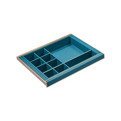 Higold B Series Pull Out Wardrobe Storage Tray Fits 600mm Cabinet Multiple Sections Teal with Satin Champagne - Sydney Home Centre