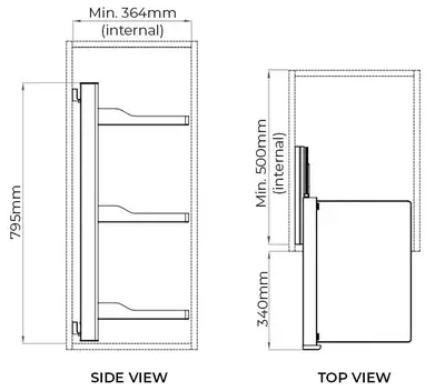 Higold B Series Slide Out Wardrobe Storage Baskets 3 - Tier Left Side Mount Natural with Grey - Sydney Home Centre