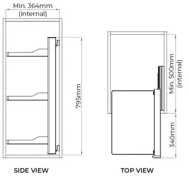 Higold B Series Slide Out Wardrobe Storage Baskets 3 - Tier Right Side Mount Natural with Grey - Sydney Home Centre