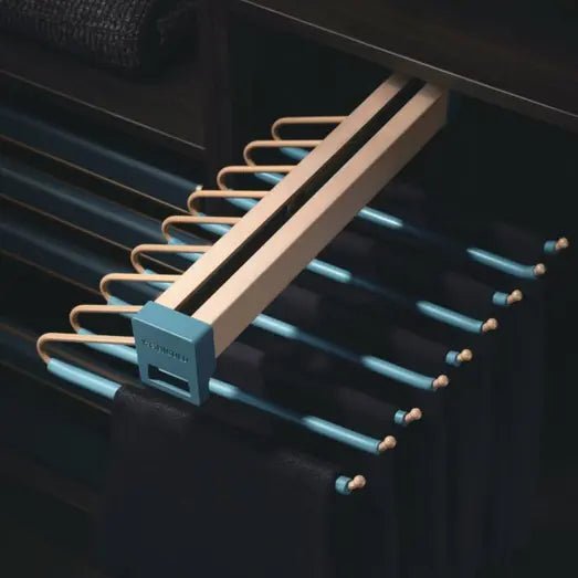 Higold B Series Trousers Holder Top Mount Holds 9 Pairs Teal with Satin Champagne - Sydney Home Centre