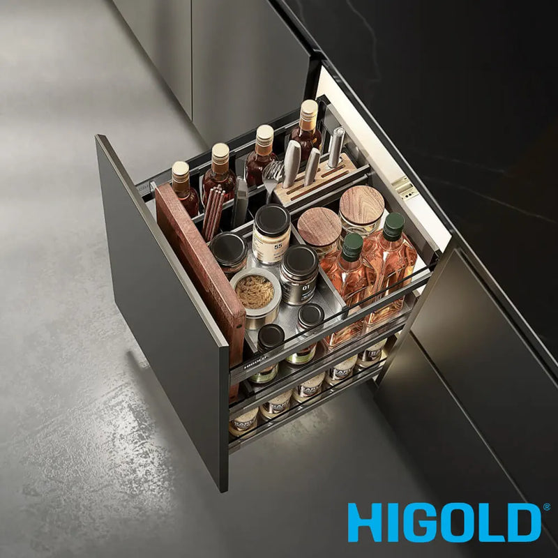 Higold Shearer Crystal Pull Out Kitchen Cupboard Organiser Fits 450mm Anthracite grey