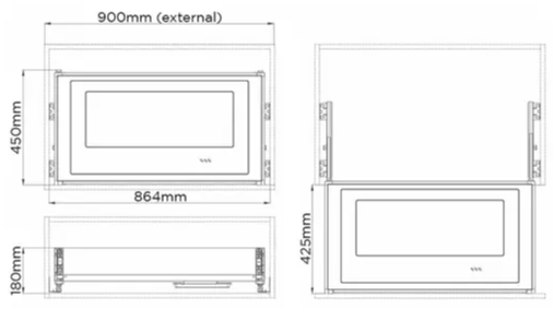 Higold Shearer Crystal Pull Out Kitchen Drawer with Drain Tray Fits 900mm Anthracite grey - Sydney Home Centre