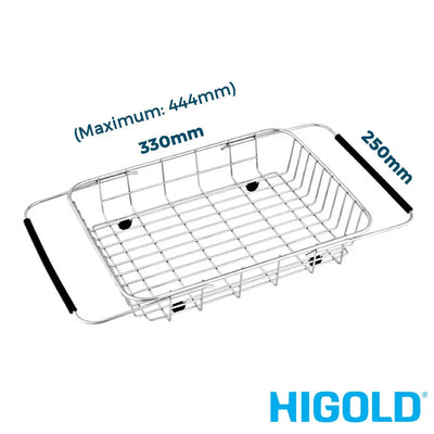 Higold Stainless Steel Expandable Dish Drainer Basket Kitchen Accessory 444mm Max Length