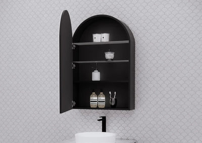 Riva London 600mm x 870mm Matte Black Arch Shaving Cabinet - Sydney Home Centre