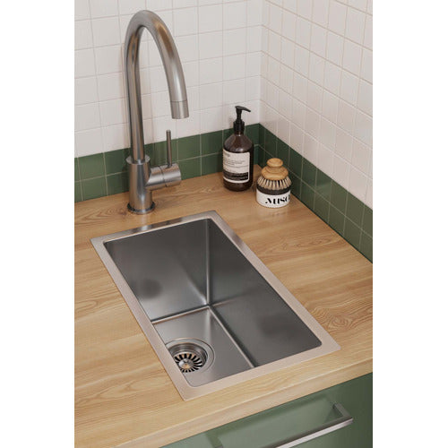 Aguzzo Stainless Steel Top/Under Mount 250mm Half Bowl Kitchen & Laundry Sink Brushed Satin