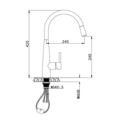 MN Kasper Pull Out Kitchen Mixer Gun Metal