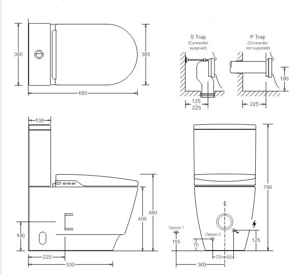 Listo Smart Toilet Rimless Suite White - Sydney Home Centre