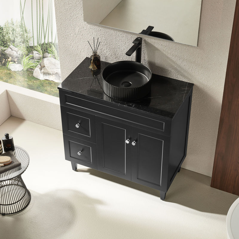 Ceto Harrington 900mm Left Hand Drawer Freestanding Vanity Matte Black (Cabinet Only) - Sydney Home Centre