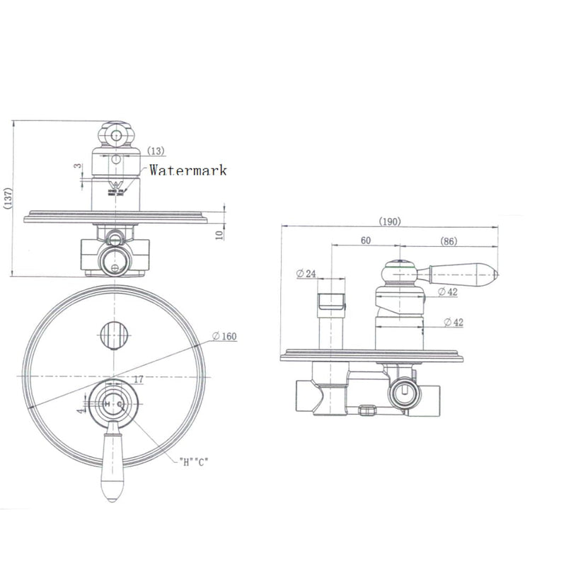 MN Bordeaux Shower Diverter Chrome - Sydney Home Centre