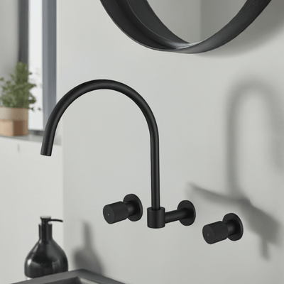 MN Cadence 1/4 Turn Wall Sink Set Matte Black - Sydney Home Centre