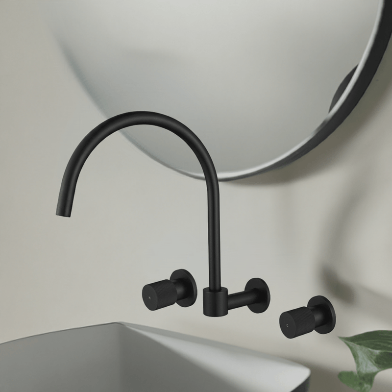 MN Cadence 1/4 Turn Wall Sink Set Matte Black - Sydney Home Centre