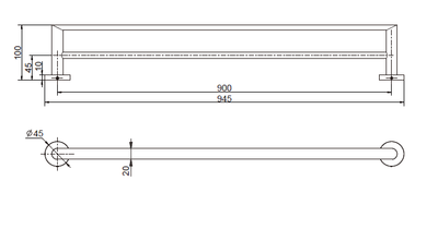 MN Eva Double Towel Rail 900mm Electroplated Chrome - Sydney Home Centre