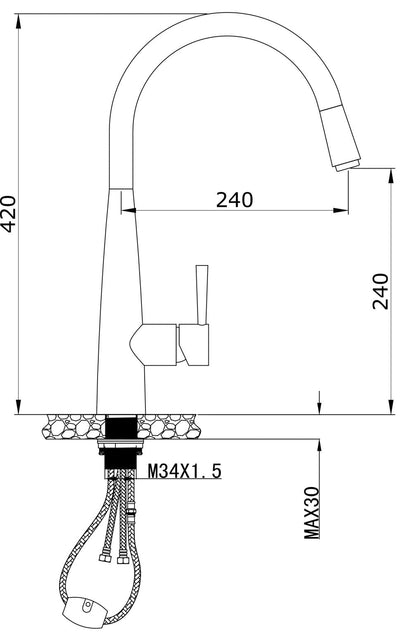 MN Kasper Pull Out Kitchen Mixer Electroplated Chrome - Sydney Home Centre