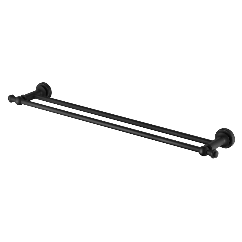 MN Medoc Double Towel Rail 600mm Electroplated Matte Black - Sydney Home Centre