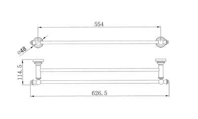 MN Medoc Double Towel Rail 600mm PVD Brushed Bronze - Sydney Home Centre