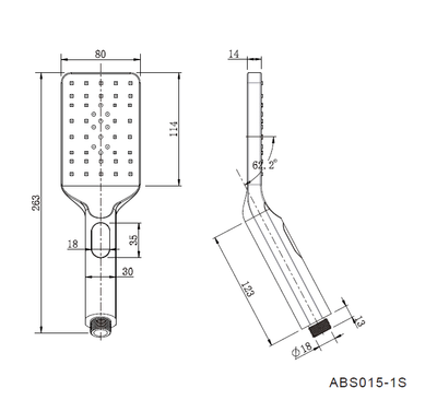 MN Paddle Square Hand Shower Electroplated Chrome - Sydney Home Centre