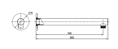 MN Round Shower Arm 300mm Electroplated Brushed Chrome - Sydney Home Centre