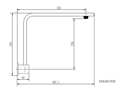 MN Square High Rise Shower Arm 350mm Electroplated Matte Black - Sydney Home Centre