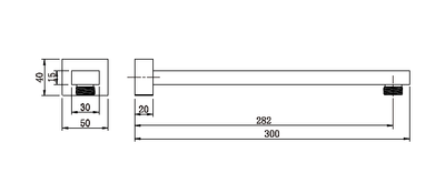 MN Square Shower Arm 300mm Electroplated Chrome - Sydney Home Centre