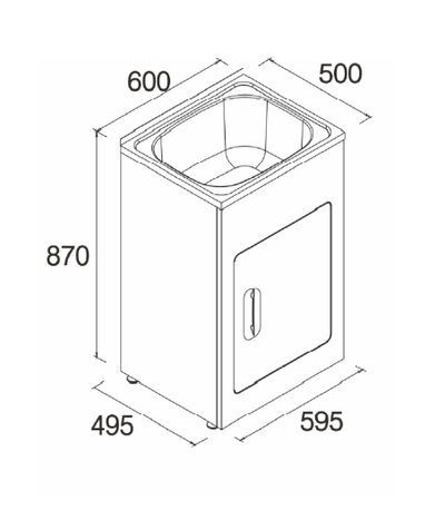 MN Standard Laundry Tub 45L 600 X 500 X 870mm White - Sydney Home Centre