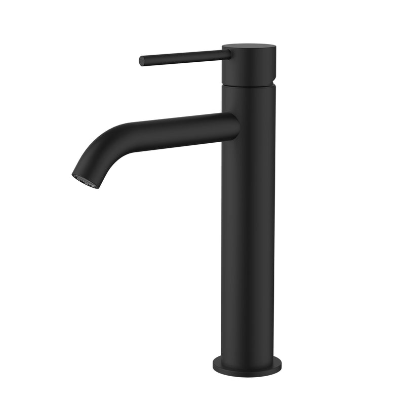 MN Star Mini Mid Rise Basin Mixer Curved Spout Electroplated Matte Black - Sydney Home Centre