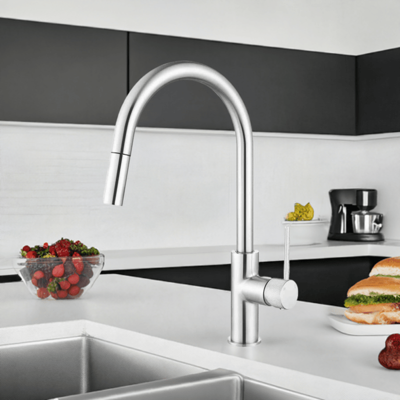 MN Star Mini Pull Out Kitchen Mixer With Knurled Handle Chrome - Sydney Home Centre