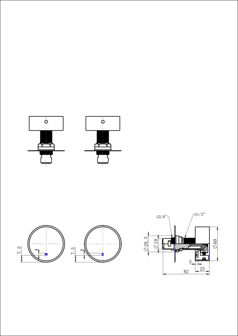 MN Star Mini Wall Top Assemblies Round PVD Brushed Nickel - Sydney Home Centre