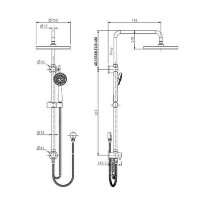 MN Star Up & Down Rail Shower Chrome