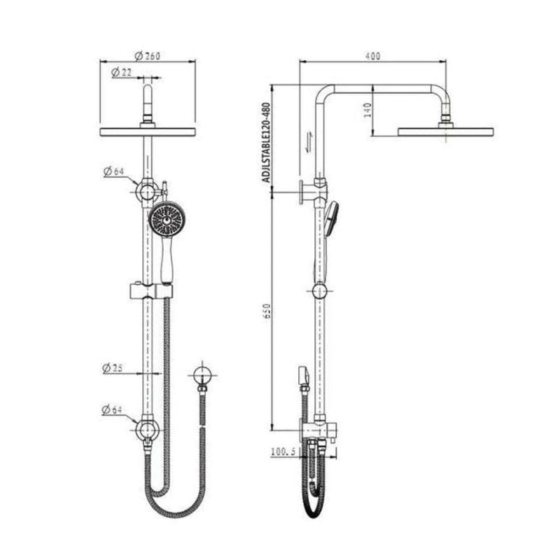 MN Star Up & Down Rail Shower Chrome