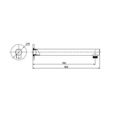 MN Shower Arm 300mm Brushed Nickel