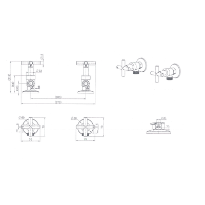 Ryker 1/4 Turn Washing Machine Stops Chrome - Sydney Home Centre