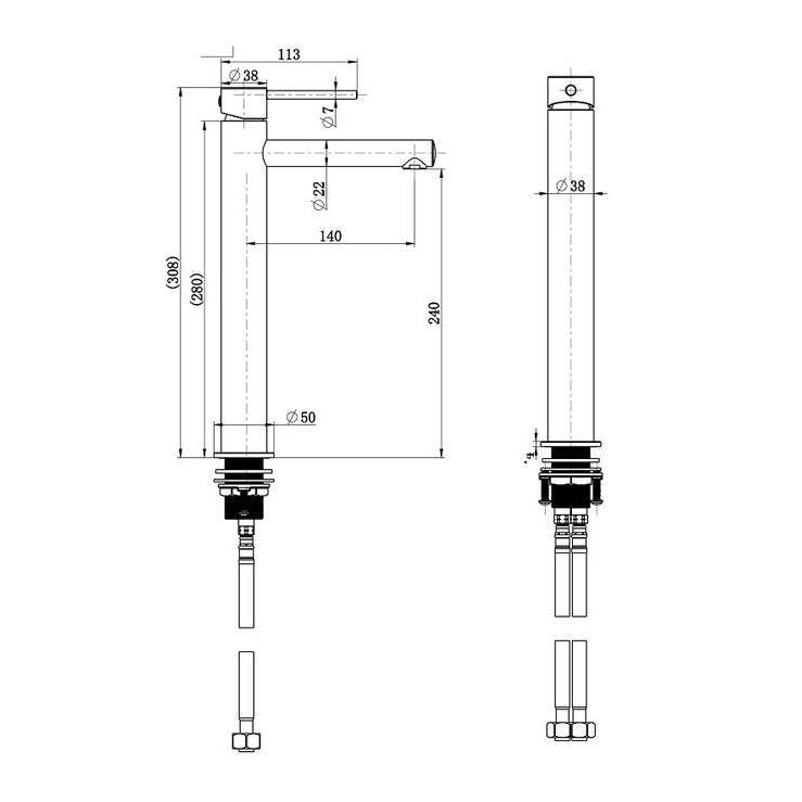 Star Mini High Rise Basin Mixer Champagne - Sydney Home Centre