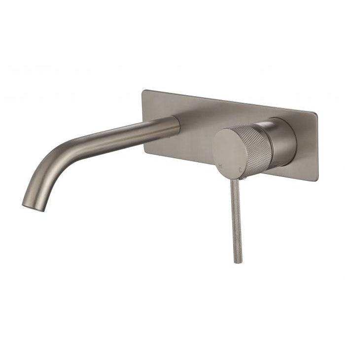 Star Mini Wall Basin / Bath Mixer With Knurled Handle Brushed Nickel - Sydney Home Centre