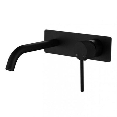 MN Star Mini Wall Basin / Bath Mixer With Knurled Handle Matte Black