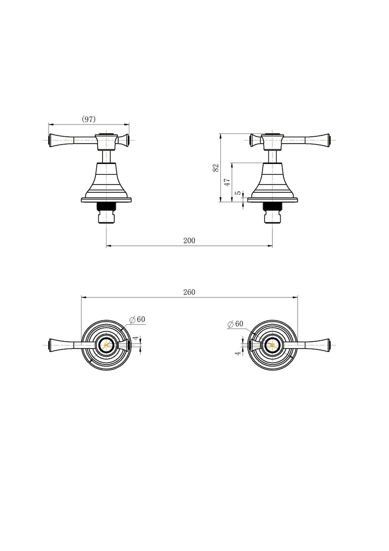 MN Montpellier 1/4 Turn Wall Assemblies Brushed Bronze