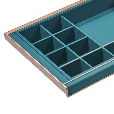 Higold B Series Pull Out Wardrobe Storage Tray Fits 600mm Cabinet Multiple Sections Teal with Satin Champagne - Sydney Home Centre