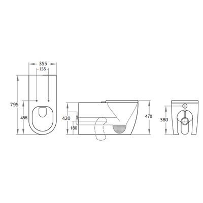 Poseidon Asta Care Wall Faced Floor Pan White & Blue - Sydney Home Centre