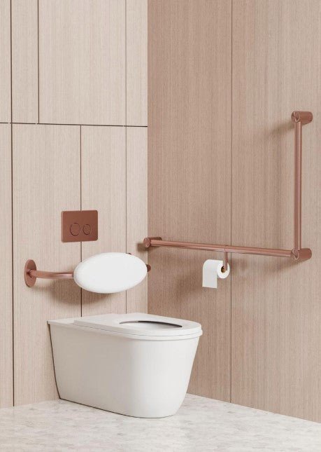 Nero Mecca Care 32mm Ambulant Toilet Grab Rail 90 Degree 450X450mm Brushed Bronze - Sydney Home Centre