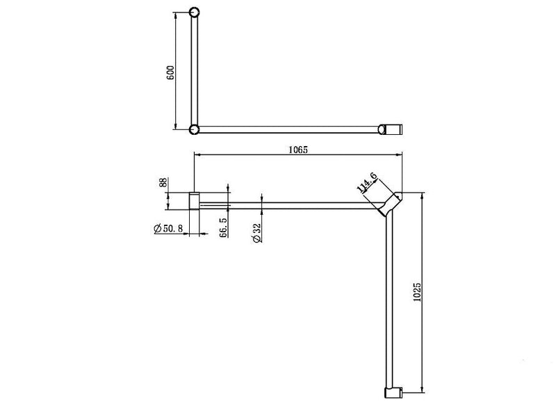 Nero Mecca Care 32mm Dda Toilet Grab Rail Set 90 Degree Continuous 600X1065X1025mm Brushed Gold - Sydney Home Centre