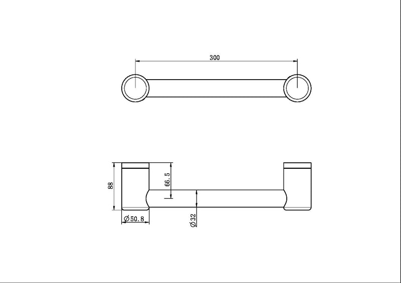 Nero Mecca Care 32mm Grab Rail 300mm Chrome - Sydney Home Centre