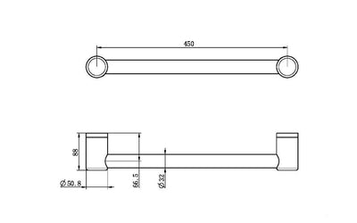 Nero Mecca Care 32mm Grab Rail 450mm Brushed Bronze - Sydney Home Centre