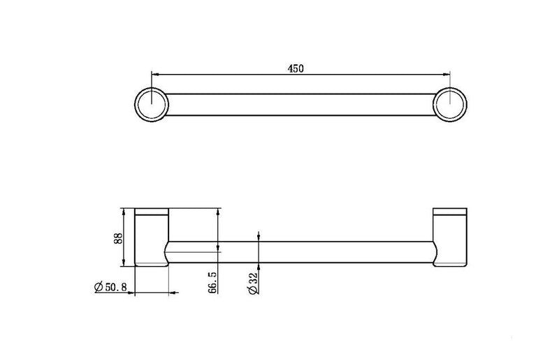 Nero Mecca Care 32mm Grab Rail 450mm Brushed Bronze - Sydney Home Centre