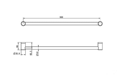 Nero Mecca Care 32mm Grab Rail 900mm Brushed Gold - Sydney Home Centre