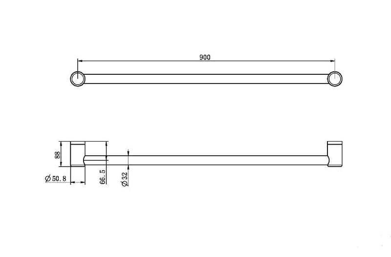 Nero Mecca Care 32mm Grab Rail 900mm Brushed Gold - Sydney Home Centre