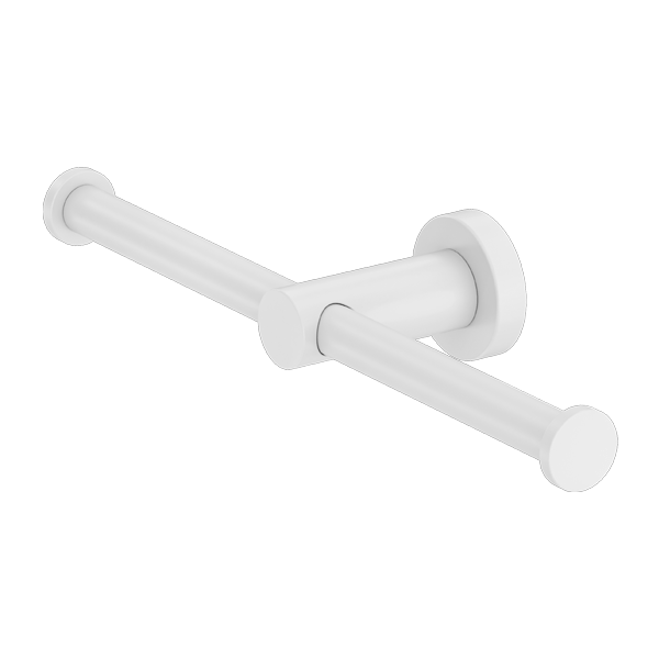 Nero Mecca Double Toilet Roll Holder Matte White - Sydney Home Centre