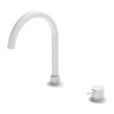 Nero Mecca Hob Basin Mixer Round Spout Matte White - Sydney Home Centre