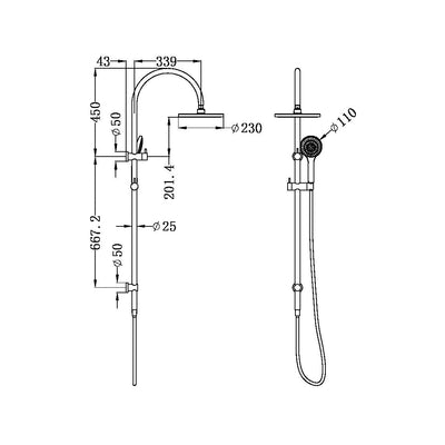 Nero Mecca Twin Shower With Air Shower Chrome - Sydney Home Centre