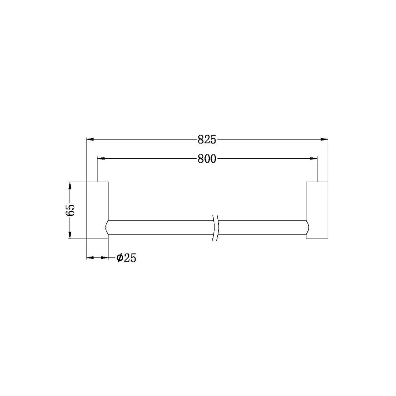 Nero New Mecca Single Towel Rail 800mm Brushed Nickel - Sydney Home Centre