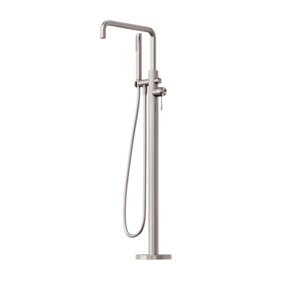 Nero Opal Free Standing Bath Mixer With Hand Shower Brushed Nickel - Sydney Home Centre